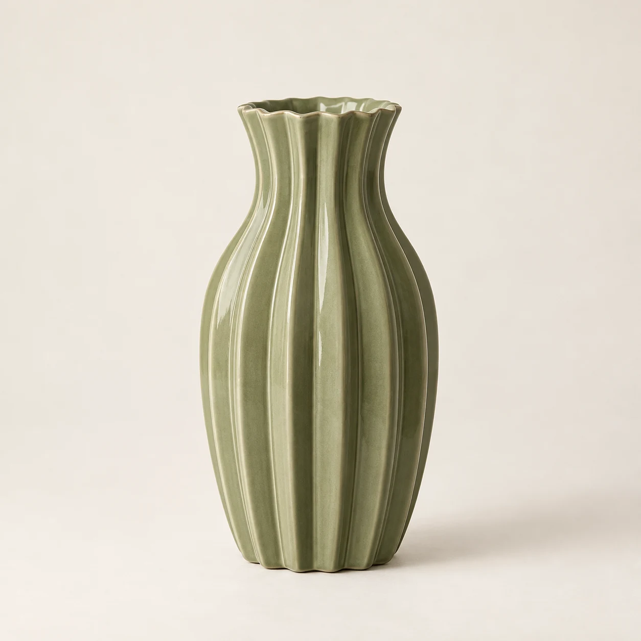 Pieghe Pleated Vase — Sage