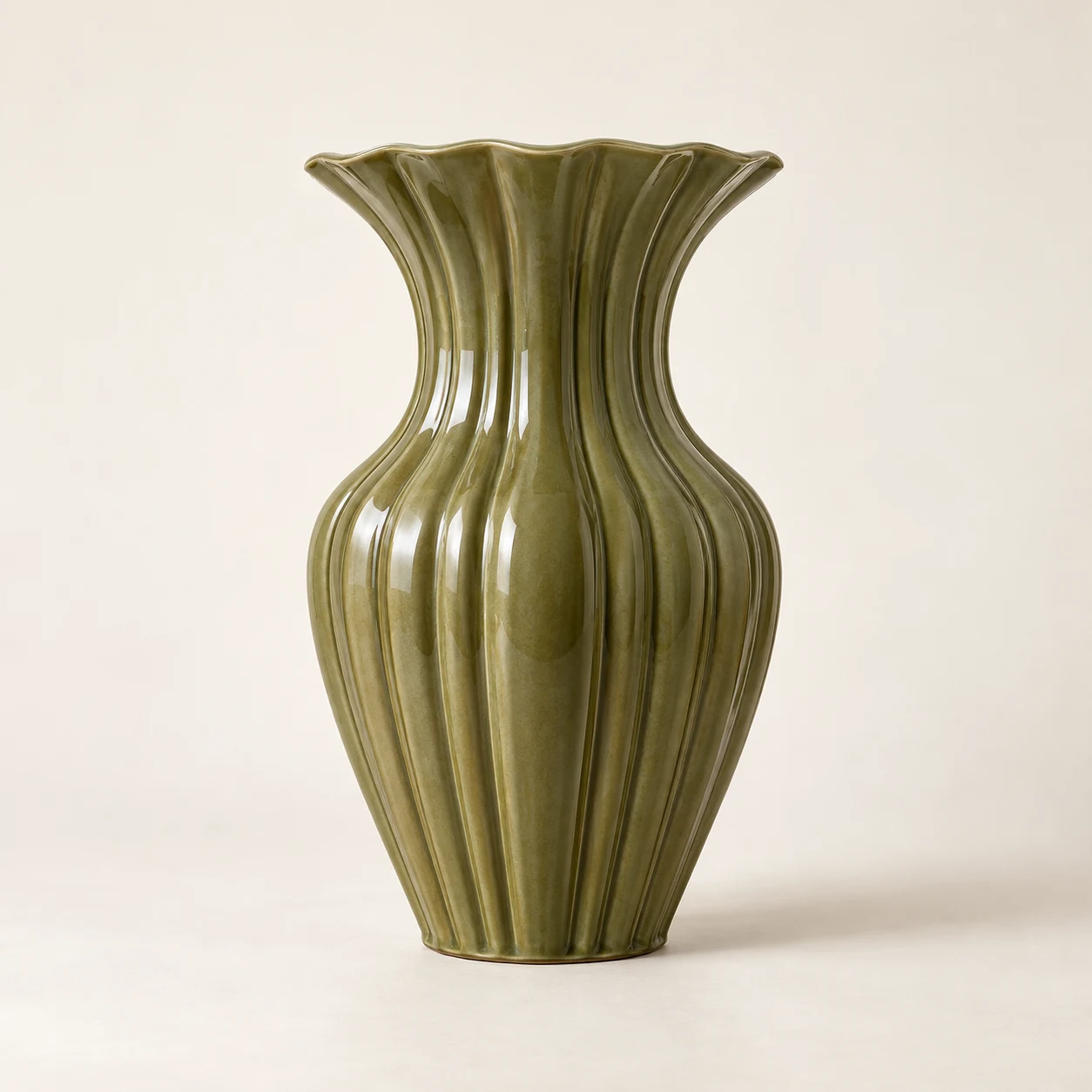 Palma Fluted Vase — Olive