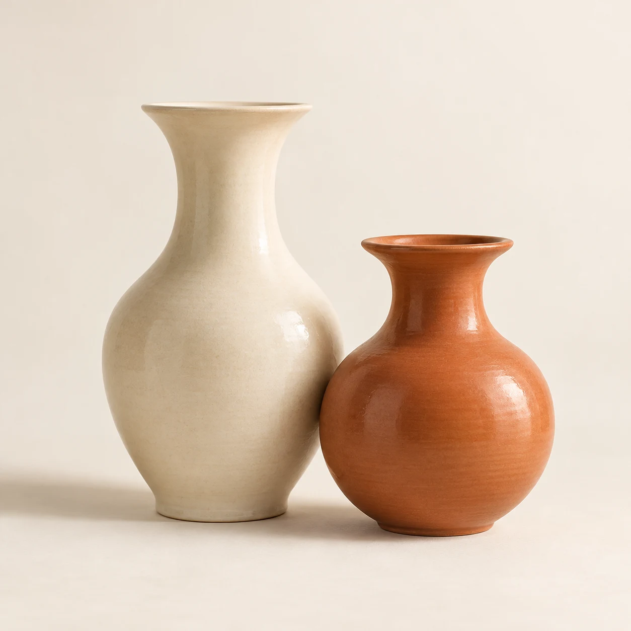 Dialogo Vase Duo — Ivory / Terracotta
